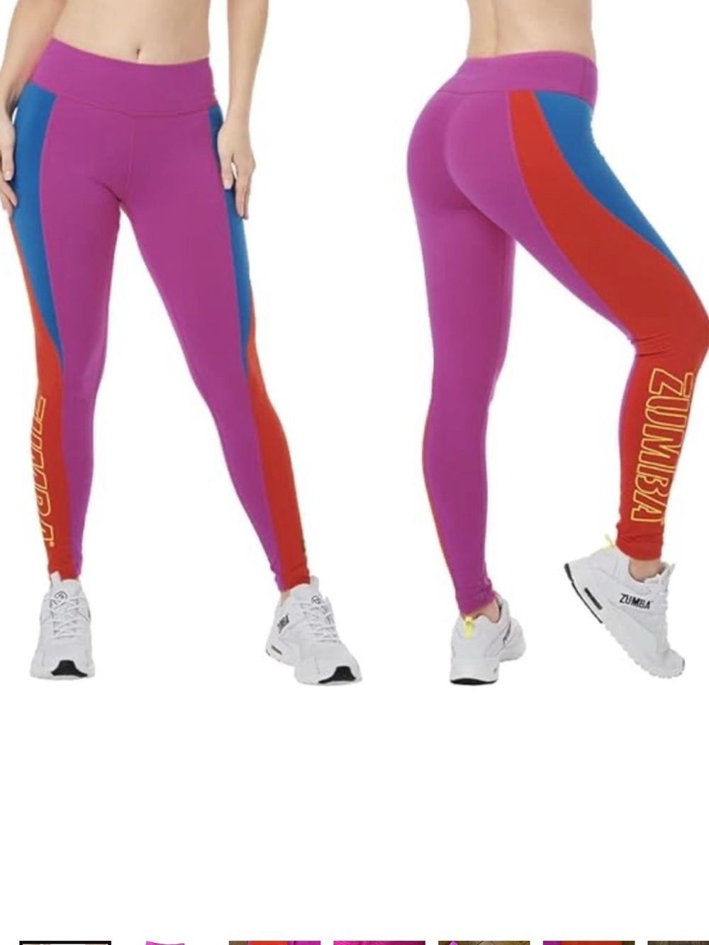 Zumba Fitness Pink Leggings with Orange and Blue Side Panels